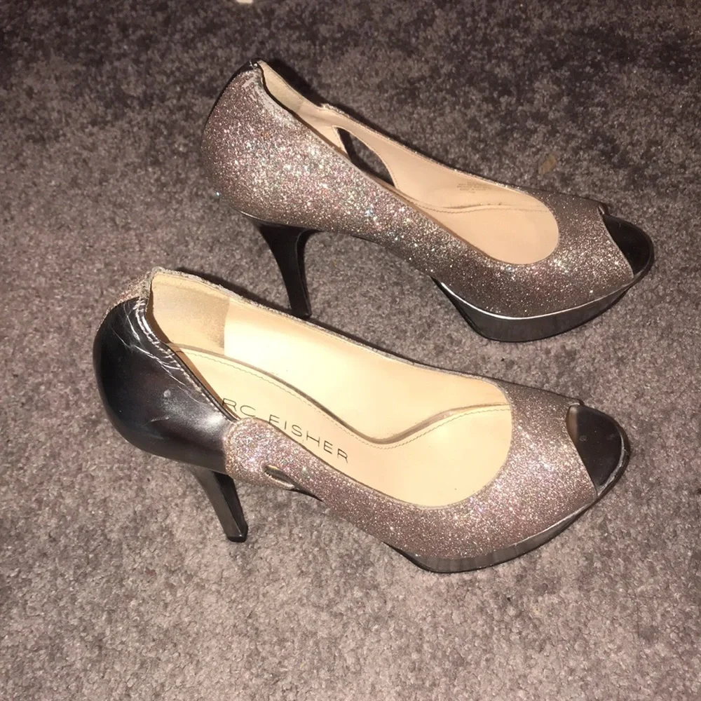 Marc Fisher glittery peep toe heels