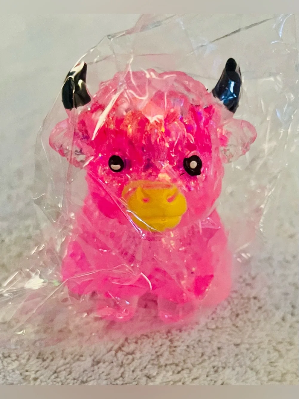 Bright Pink Highland Cow Squeeze Toy - Kids Stress Relief Toy