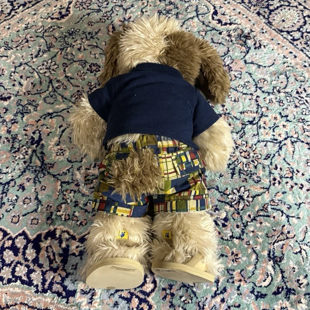 Build a Bear Plush SCRUFFY PUPPY Patch Spots Brown Cream‎ Shaggy Preppy
