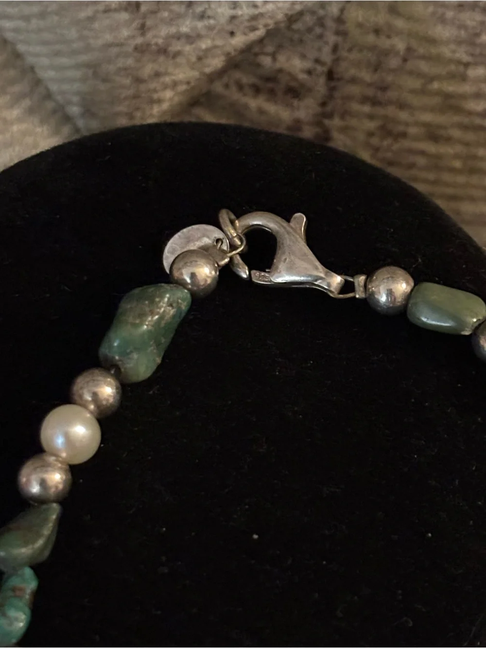 Carolyn Pollack 925 Sterling Silver Turquoise + Pearl Beaded Bracelet - 7 inches