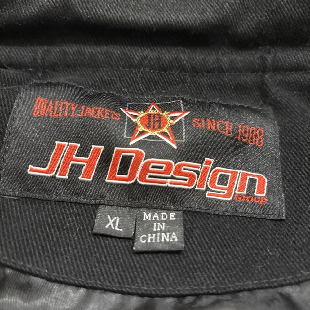 JH Design Ford Mustang Racing Jacket Men's XL Black Cotton SVTCobra Boss302