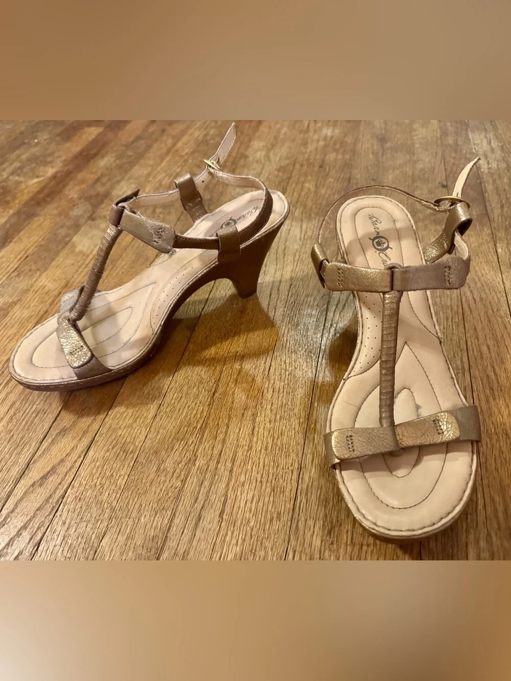 Born Metallic Bronze T-Strap Heels