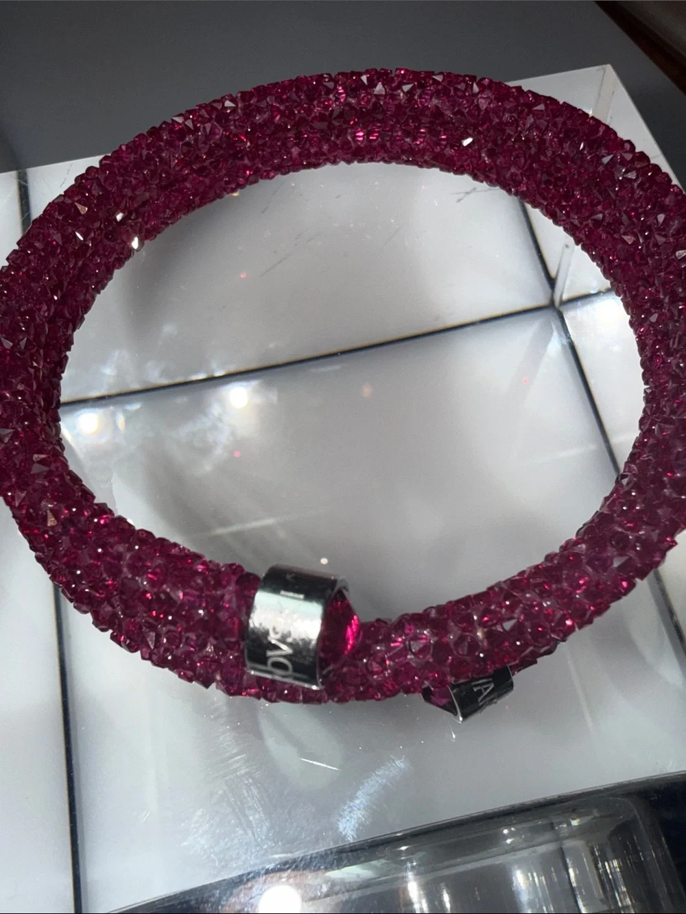 Swarovski Fuchsia Crystal Wrap Bracelet with Silver-Tone Accents