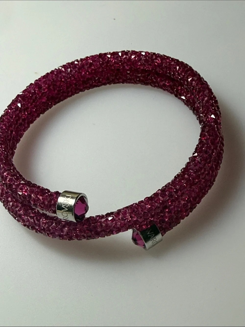Swarovski Fuchsia Crystal Wrap Bracelet with Silver-Tone Accents