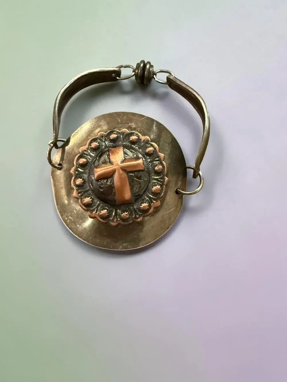 Vintage Handmade Copper Cross Concho Bracelet Southwestern Magnetic 8.25