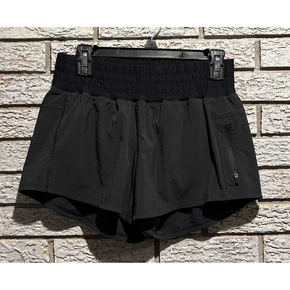 Lululemon Track That High-Rise Lined Shorts Black Size 8 Running Training