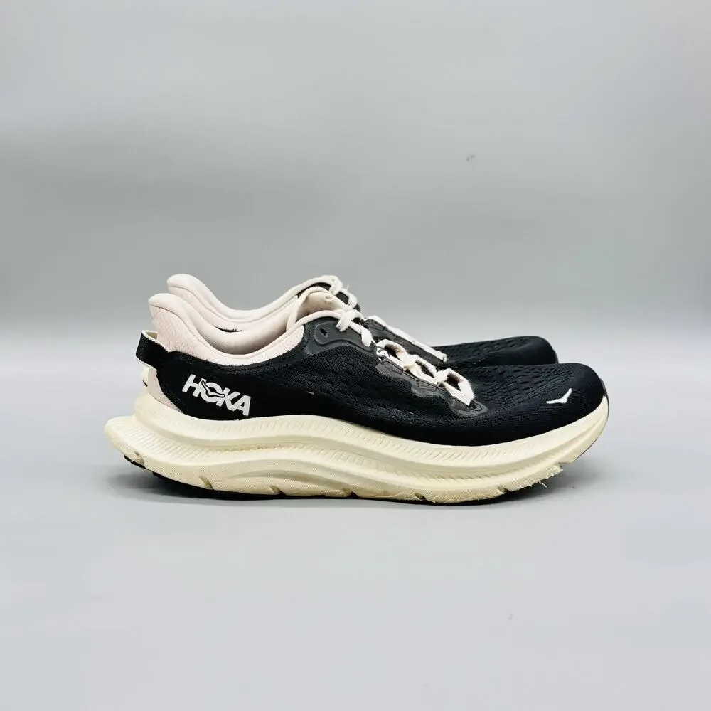 Hoka One One Black and Cream Athletic Running Shoes