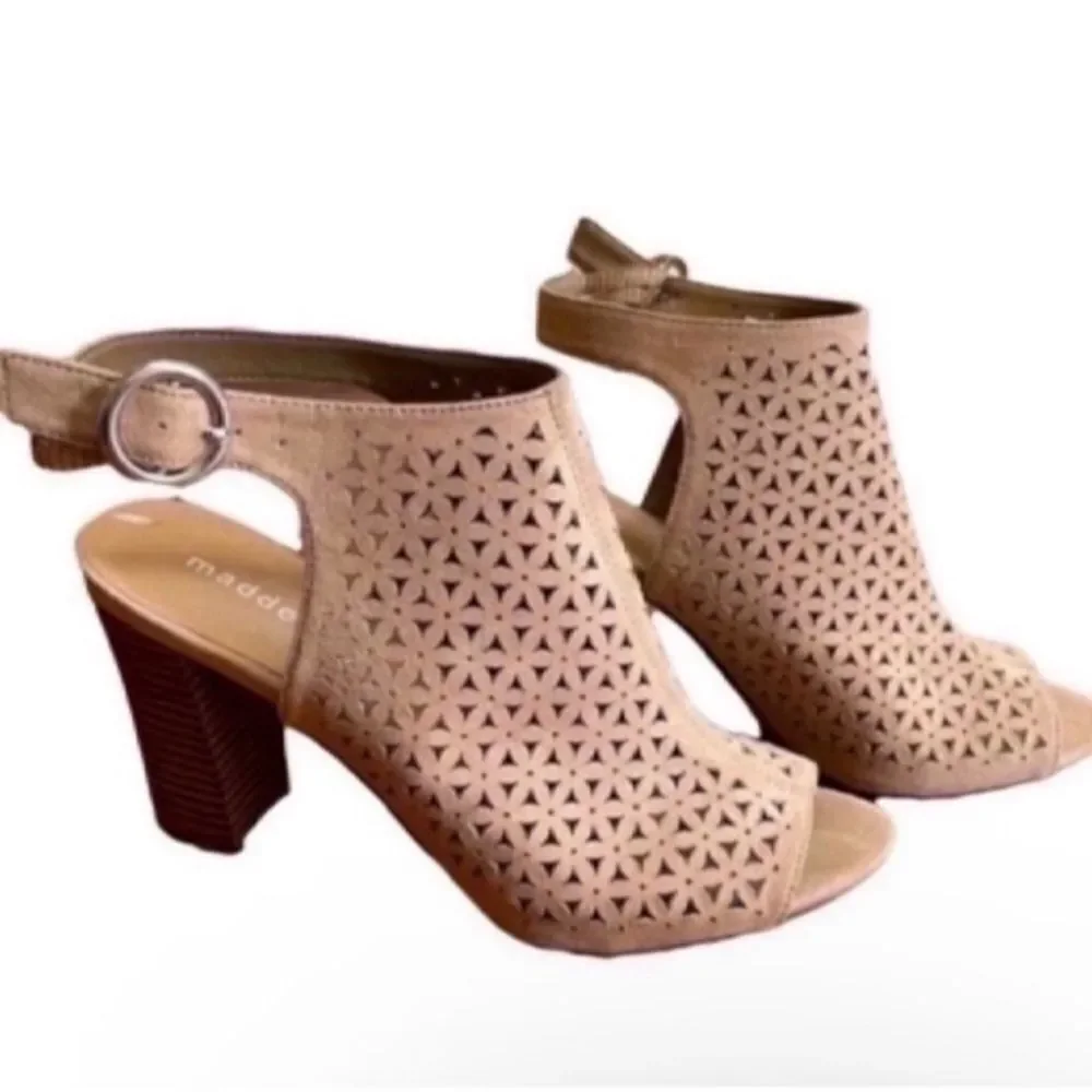 Madden Girl Tan Cutout Heeled Sandals Size 6