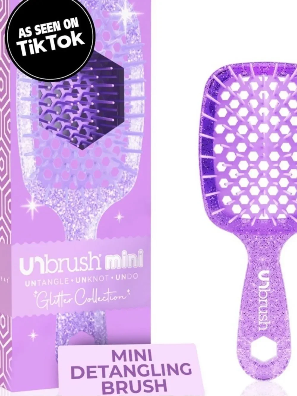 unbelievable unbrush mini Glitter Purple Detangling Brush