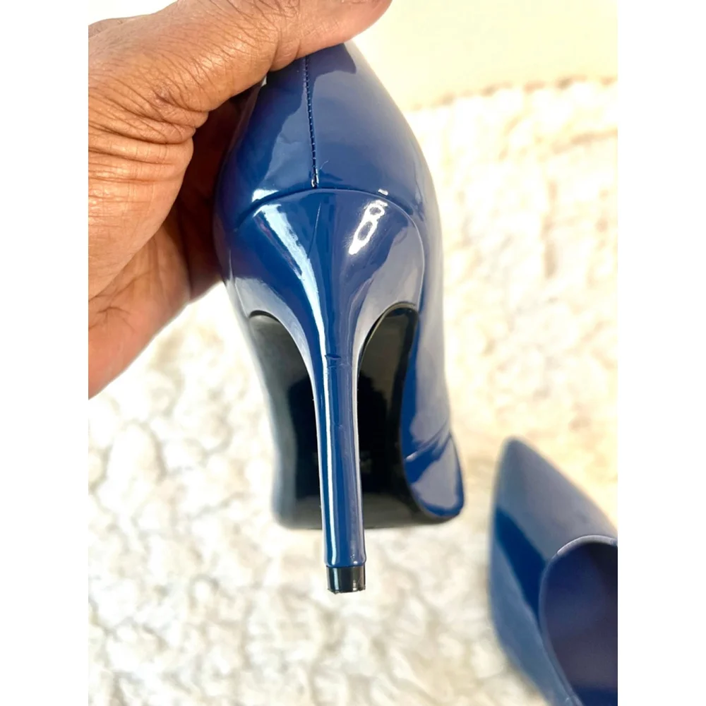 Karl Lagerfeld Paris Royale Anthracite Faux Patent Leather Heels Women size 8M