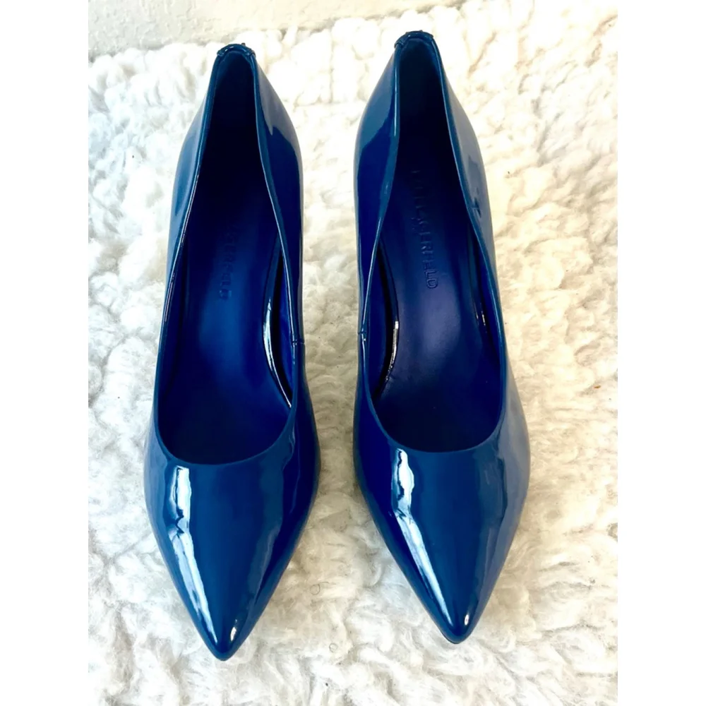 Karl Lagerfeld Paris Royale Anthracite Faux Patent Leather Heels Women size 8M