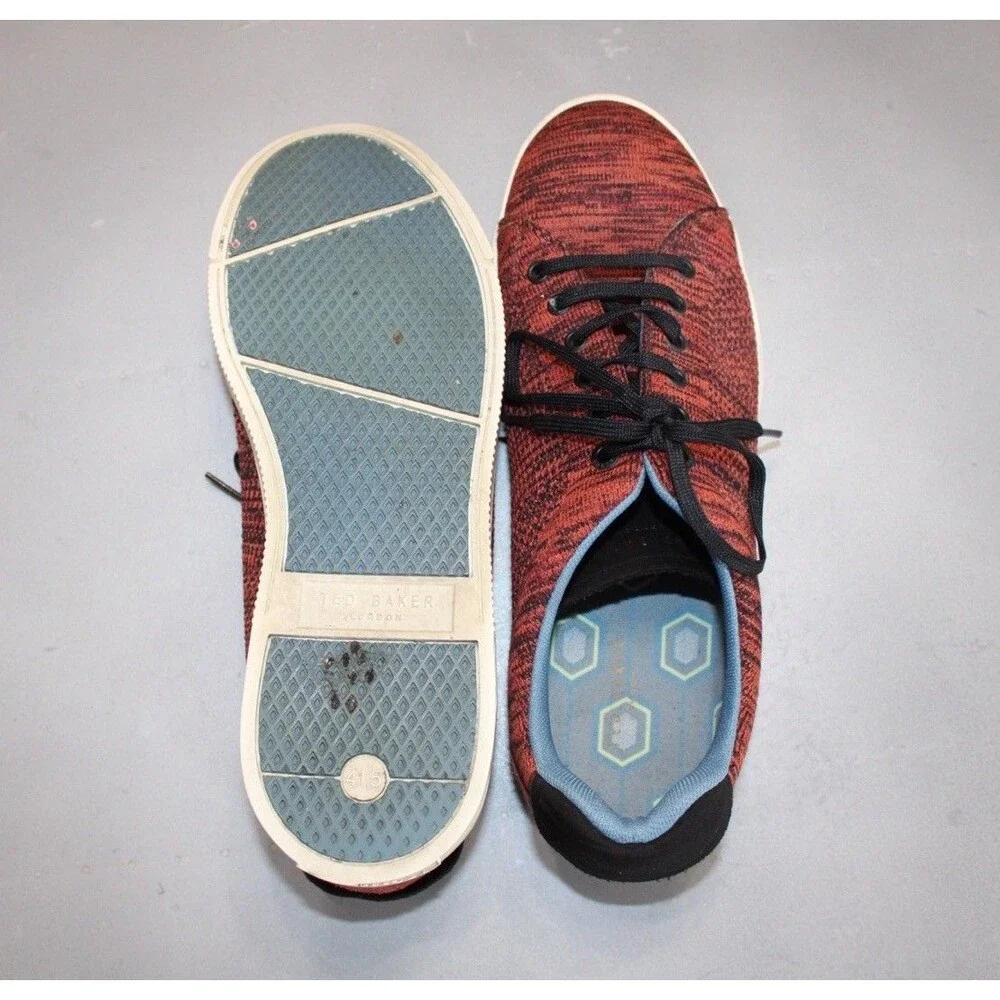 TED BAKER LONDON Chinat Red Black Knit Sneakers Men’s US 8.5 EU 41.5 Casual‎