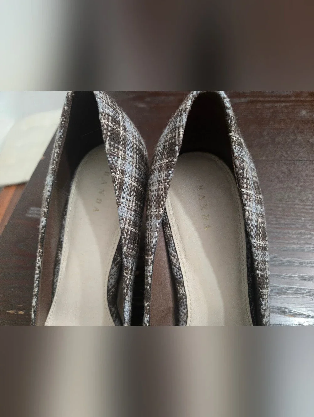 Randa plaid pattern jewel pumps; JP size 24.5, US women's size 7.5