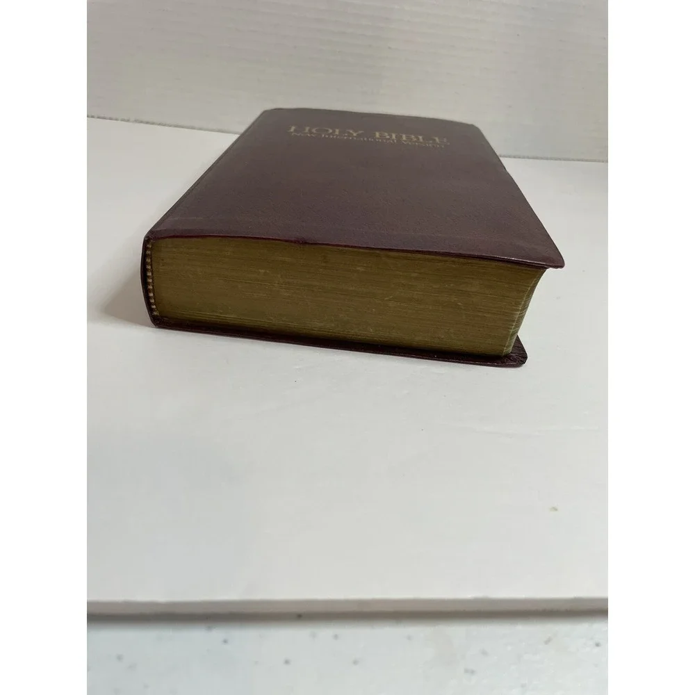 Holy Bible NIV 1986 Burgundy Zondervan Christ in Red Letter Vintage Indexed