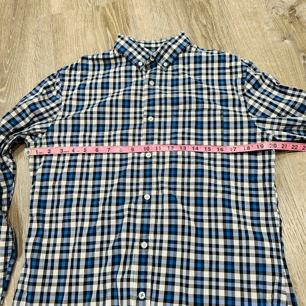 Banana Republic Shirt  Mens Medium Grant Fit Blue White Custom Gingham‎ Shirt