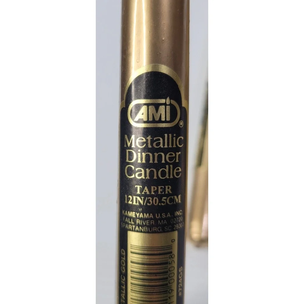 VTG Lot Of 12 AMI Metallic Gold Taper Dinner Candles 12
