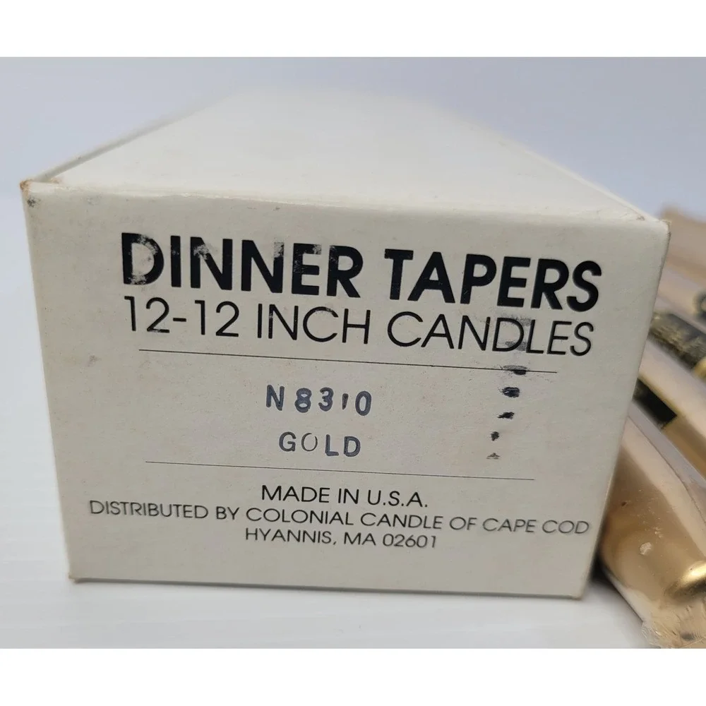 VTG Lot Of 12 AMI Metallic Gold Taper Dinner Candles 12