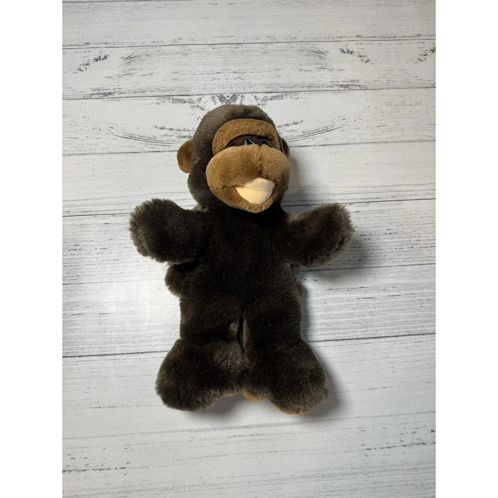 Monkey Plush Hand Puppet Faux Leather‎ Nose Brown 12