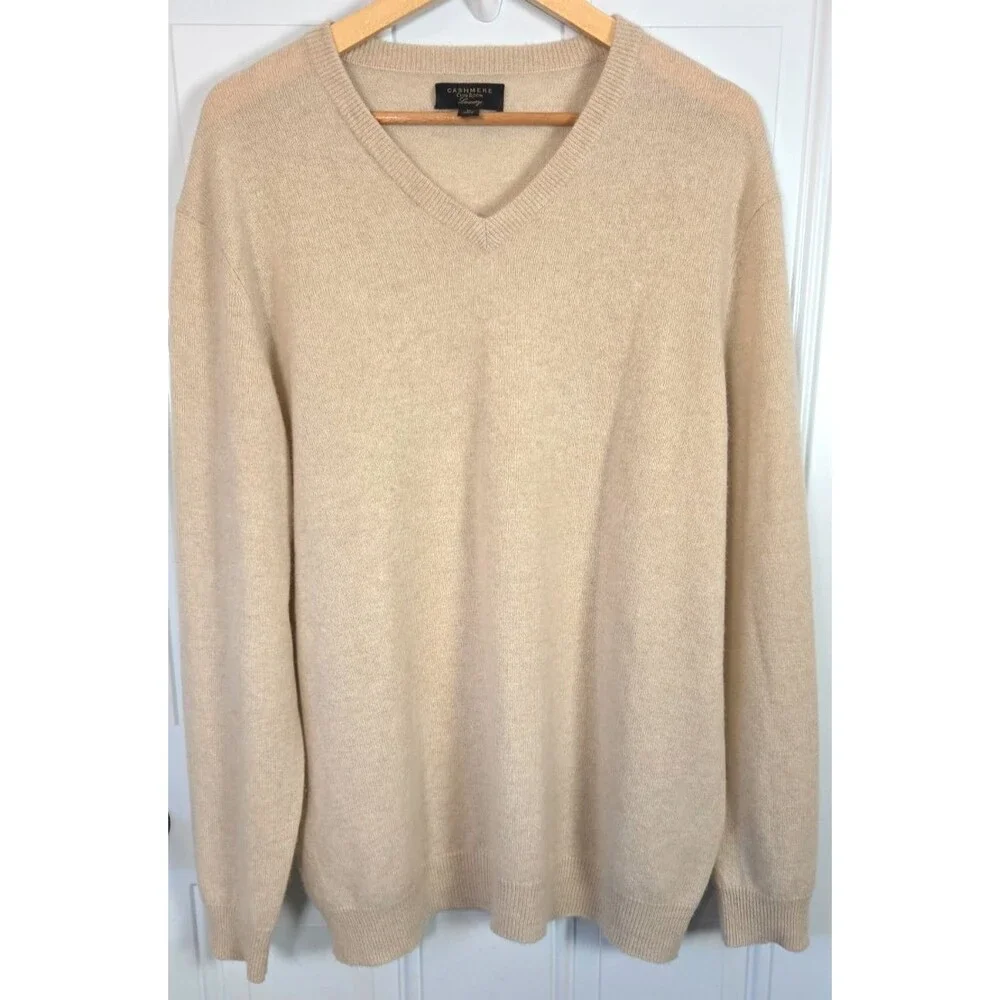 Club Room Mens 100% Cashmere V-Neck Sweater Size XL
