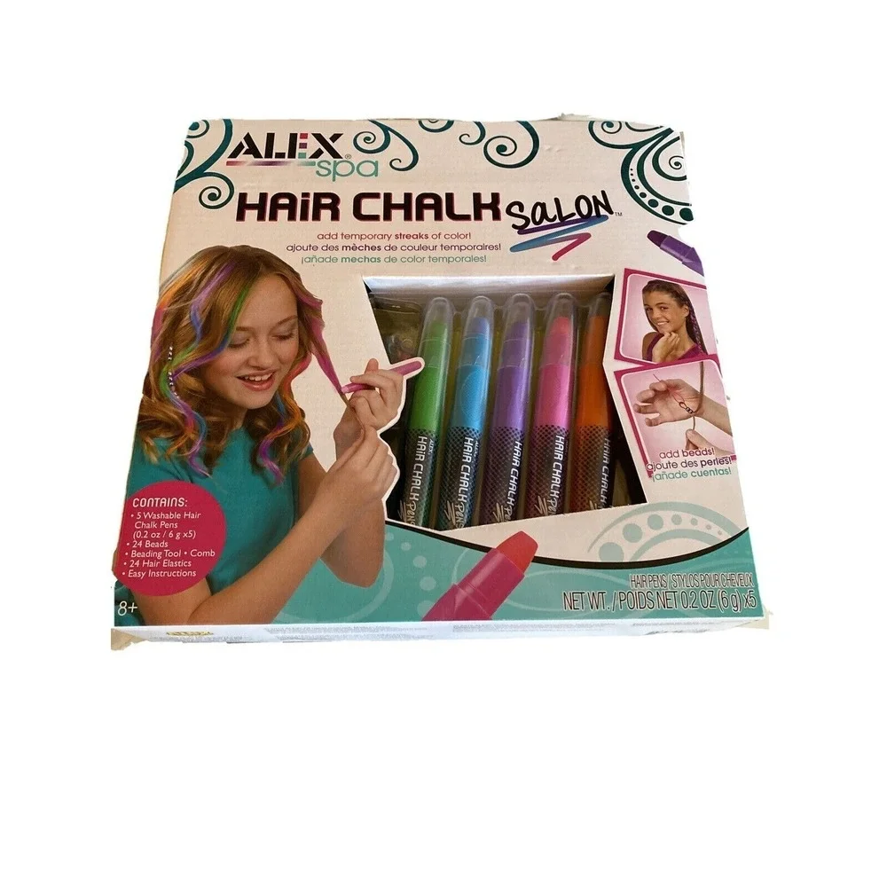 Alex Spa Hair Chalk Salon 738W Temporary Washable Color Pens Beads‎ Kit 56pc NEW