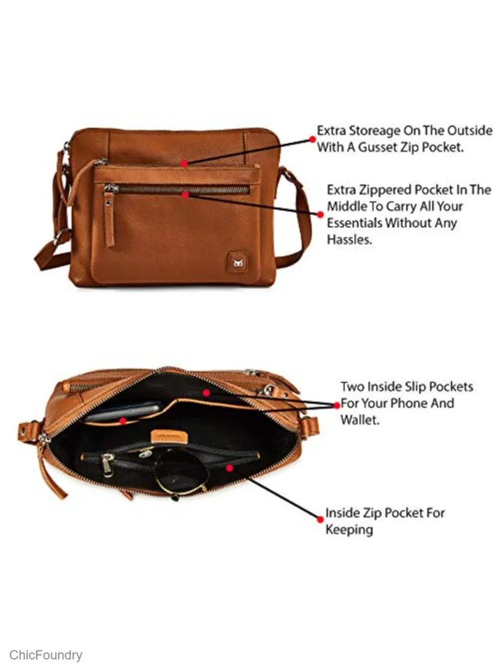 Small Genuine Leather Crossbody Bag with Adjustable Strap Women Sling Purse