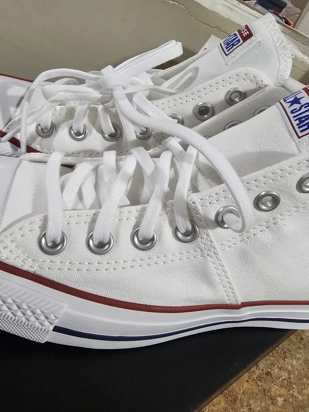 Converse Kids All Star High Top Sneakers in White with Red Trim