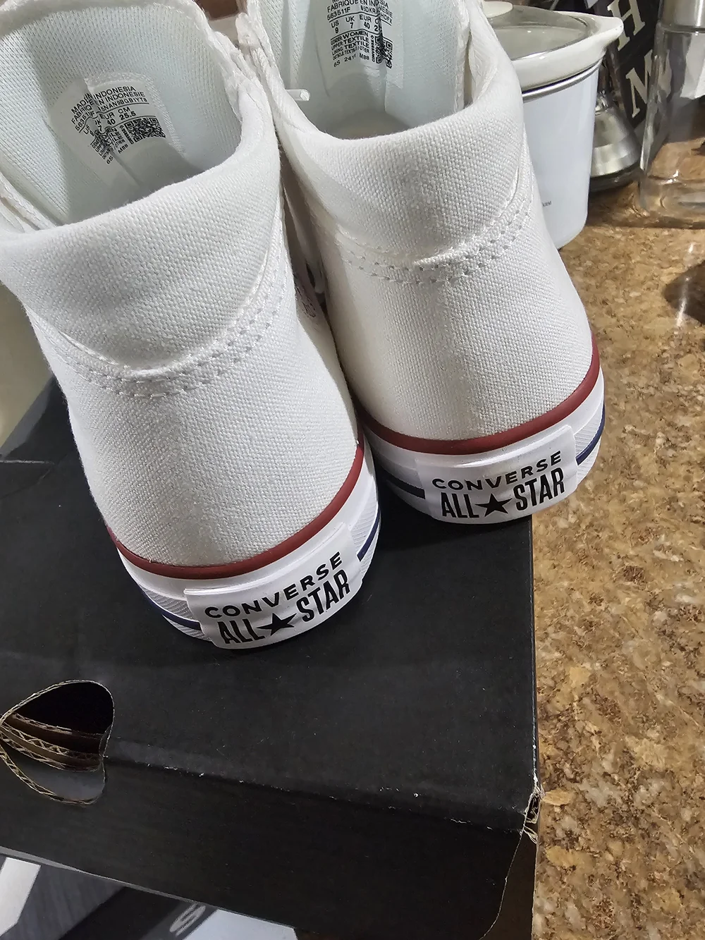 Converse Kids All Star High Top Sneakers in White with Red Trim