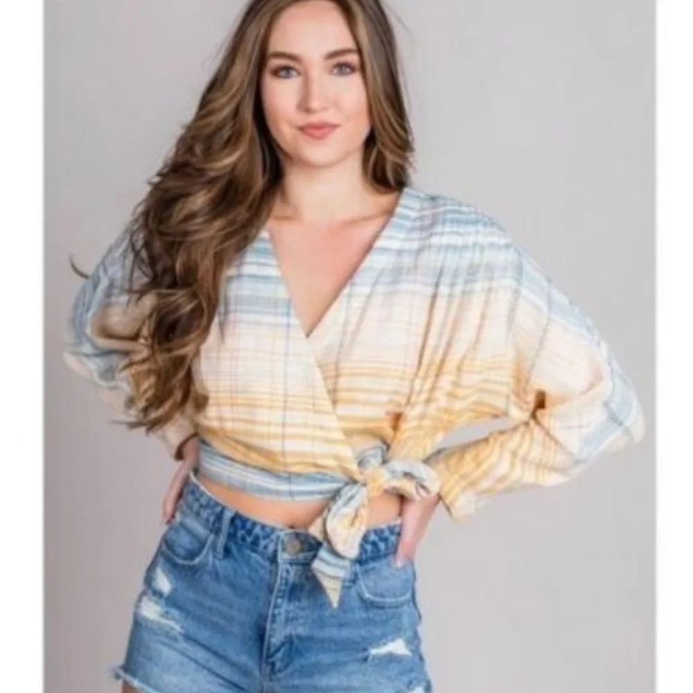 Free People polished sleeves blue