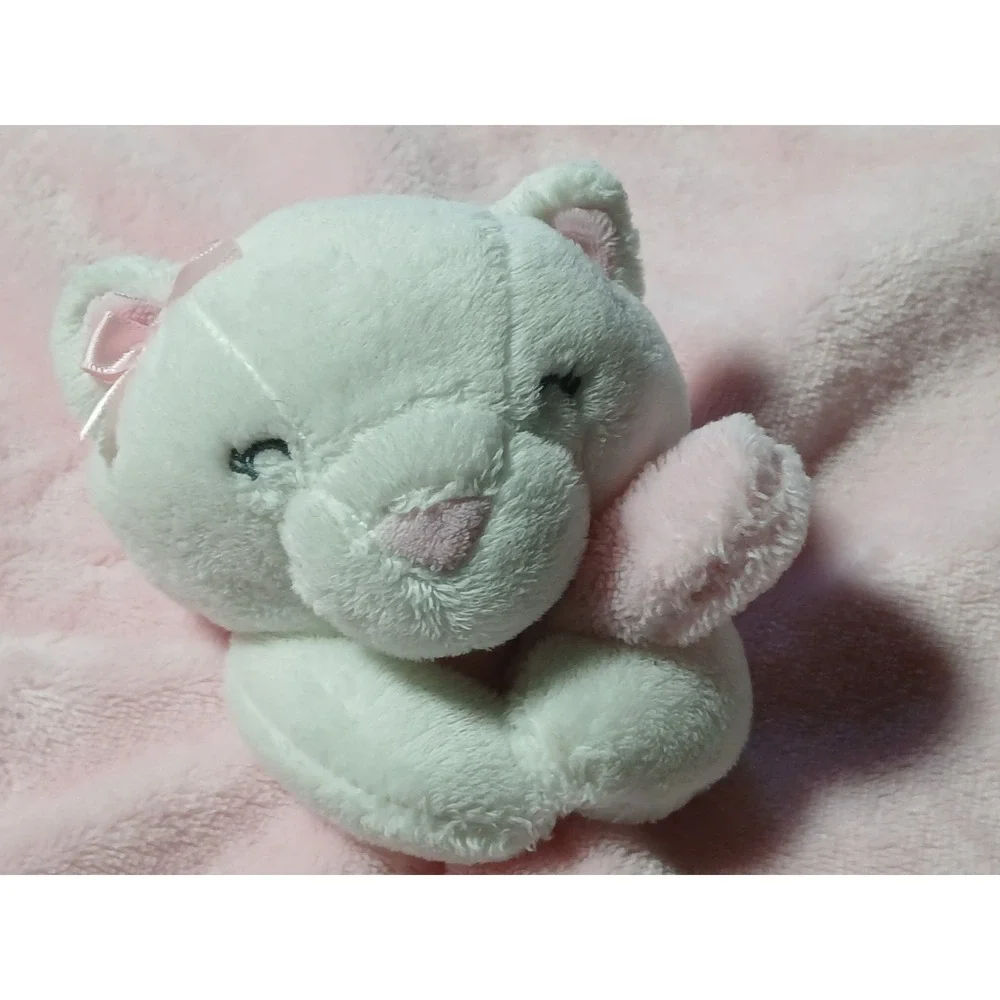 Carters White Kitty Lovey Security Blanket Plush Satin Pink