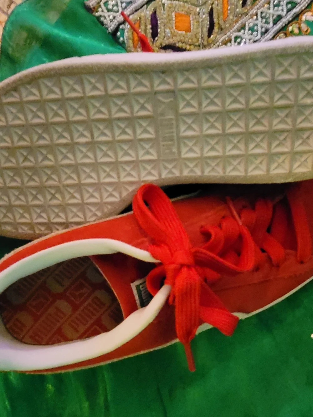 Puma Red Low-Top Lace-Up Sneakers