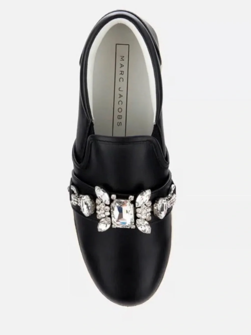 Marc Jacobs Wright Black Embellished Leather Slip-On Sneaker 10