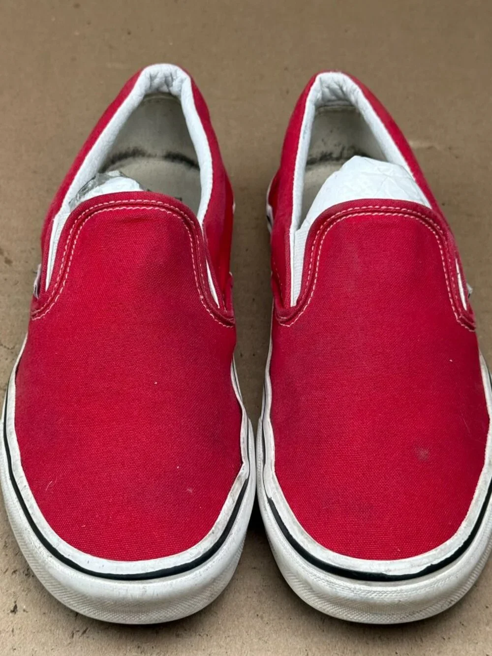 Vans Men's 8.0 / Women's 9.5 Red Canvas Slip On Skate Shoes Sneakers