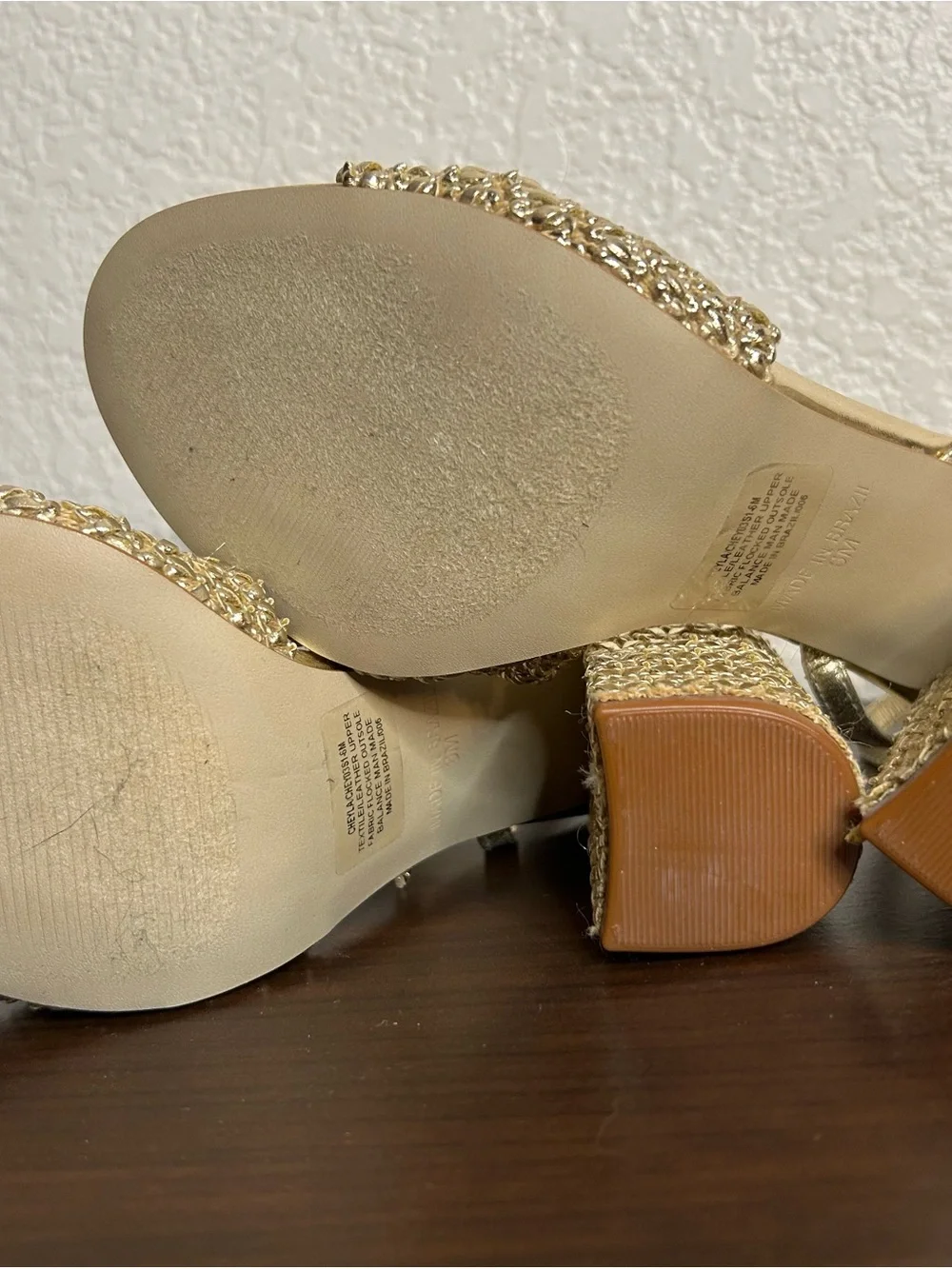 Steve Madden Gold Metallic Bow Block Heel Sandals