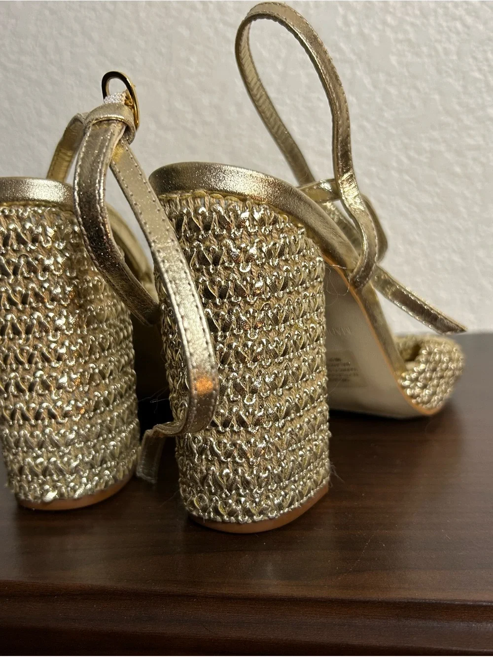 Steve Madden Gold Metallic Bow Block Heel Sandals
