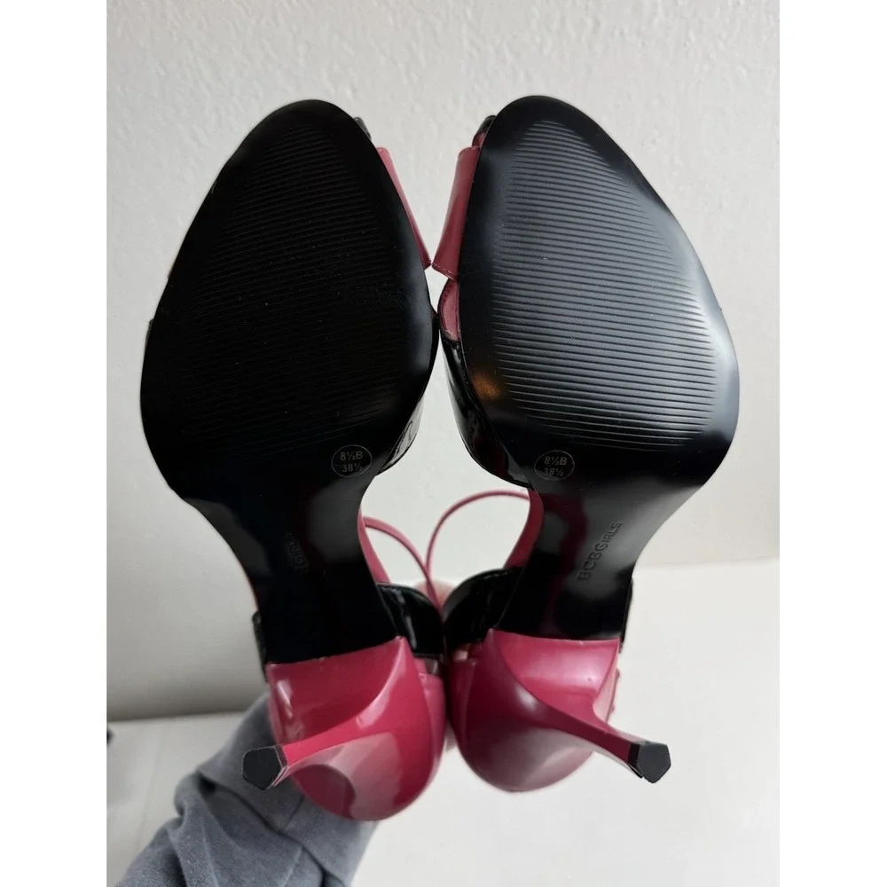 BCBGirls Y2K Iggy Pink Black Patent D'Orsay Pump Heel 8.5 Barbiecore 2000s Bratz