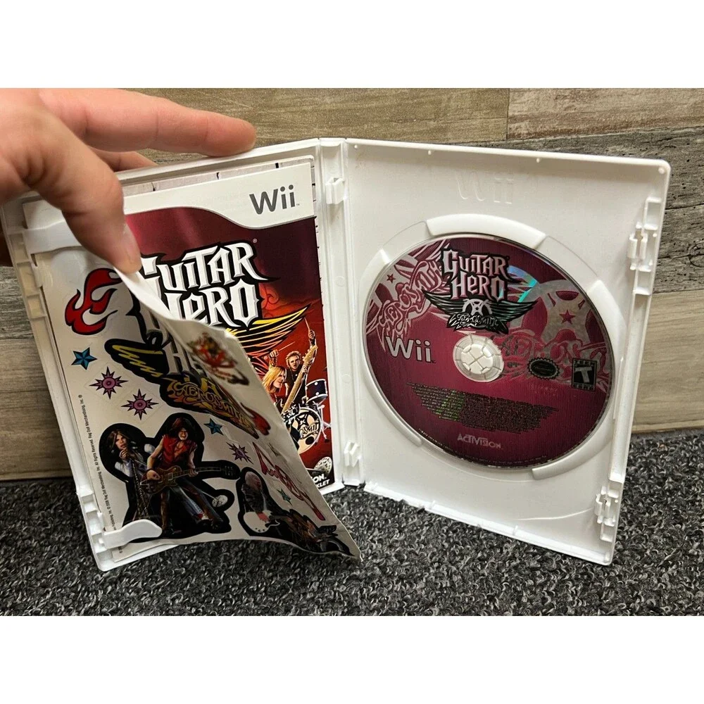 Guitar Hero: Aerosmith (Nintendo Wii) Complete w/ Manual & Guitar Decals CIB