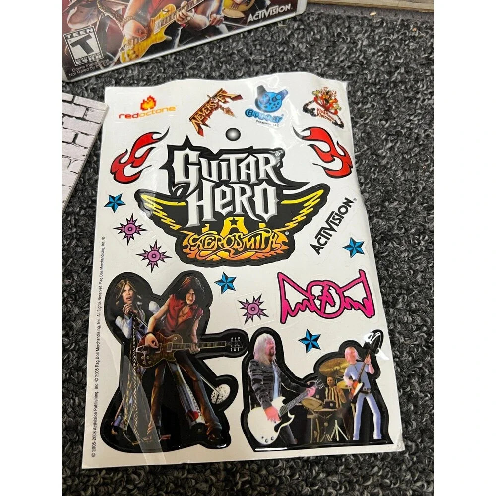 Guitar Hero: Aerosmith (Nintendo Wii) Complete w/ Manual & Guitar Decals CIB