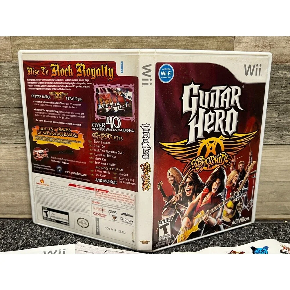 Guitar Hero: Aerosmith (Nintendo Wii) Complete w/ Manual & Guitar Decals CIB