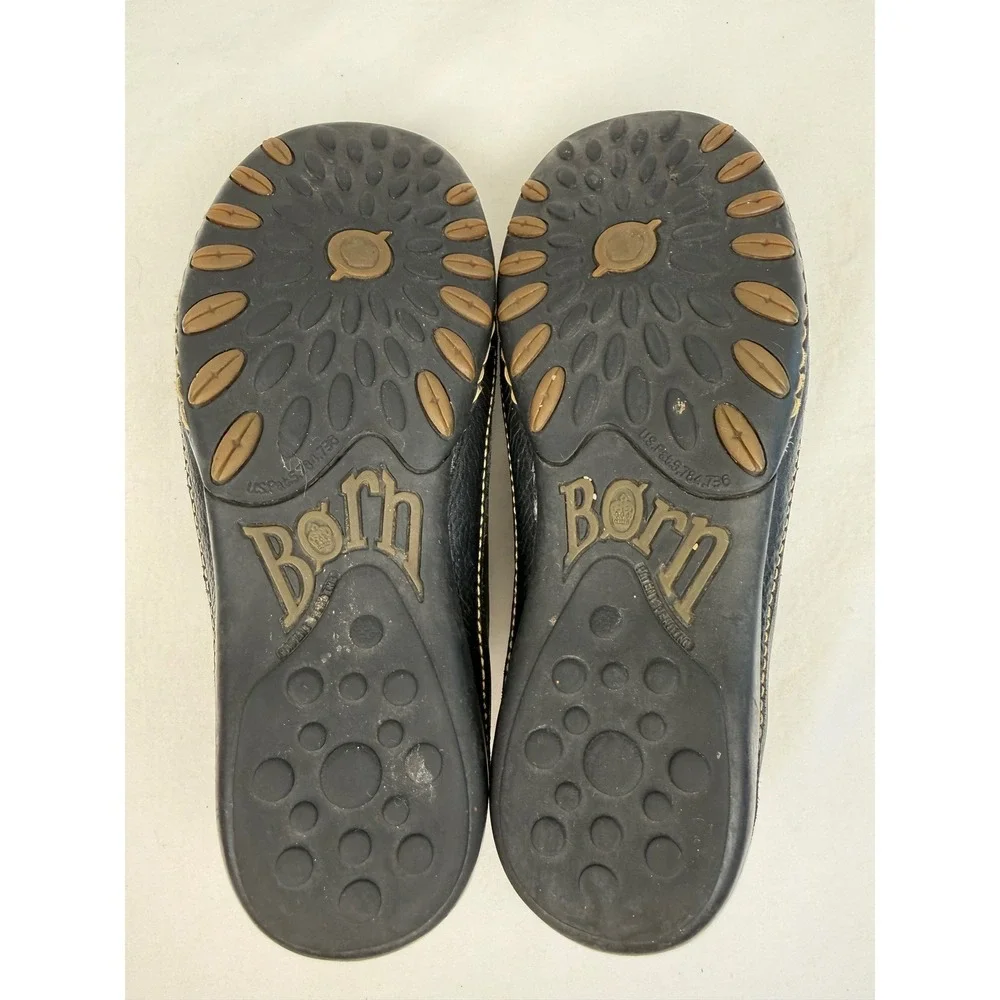 Born‎ Black Grey Leather Suede Low Top Lace Up Casual Ballet Sneakers Sz 8 / 39