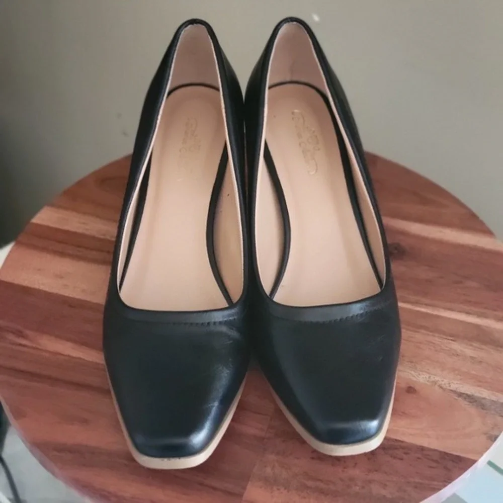 Journee‎ Collection High Heels 8.5 Classic Pumps Black Faux Leather Slip On