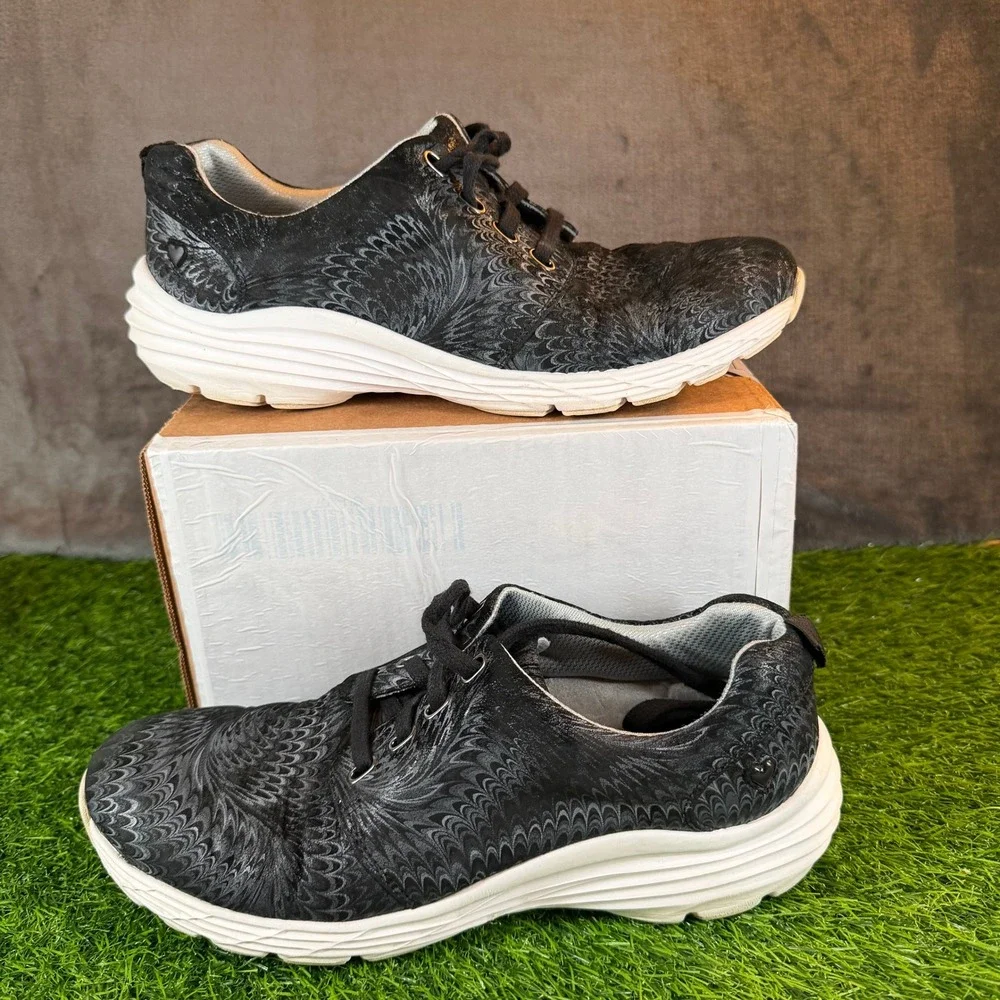 Nurse Mates Velocity Black Swirl Leather Walking Sneakers‎ Womens 10M VCJK16