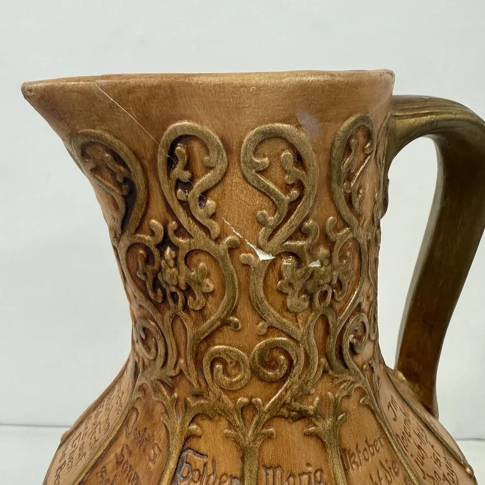 Vintage Atlantic Mold German‎ Biblical Art 70's Ceramic Pouring Pitcher 12
