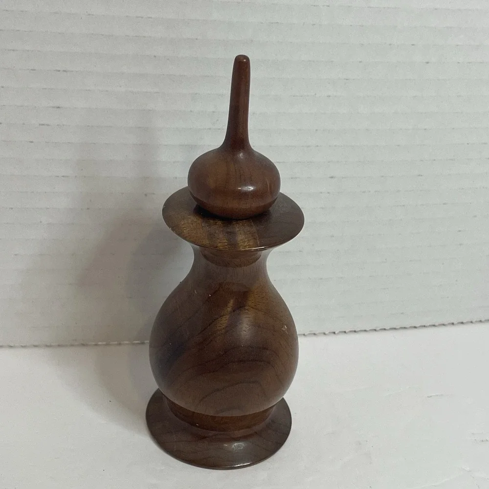 Mid-Century Oregon Myrtlewood Perfume Bottle w/ Glass Vial Insert NO PERFUME