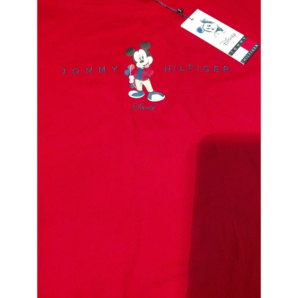 NWT Men's DISNEY x Tommy Hilfiger Mickey Mouse Burgandy S/S‎ T-Shirt Size Small