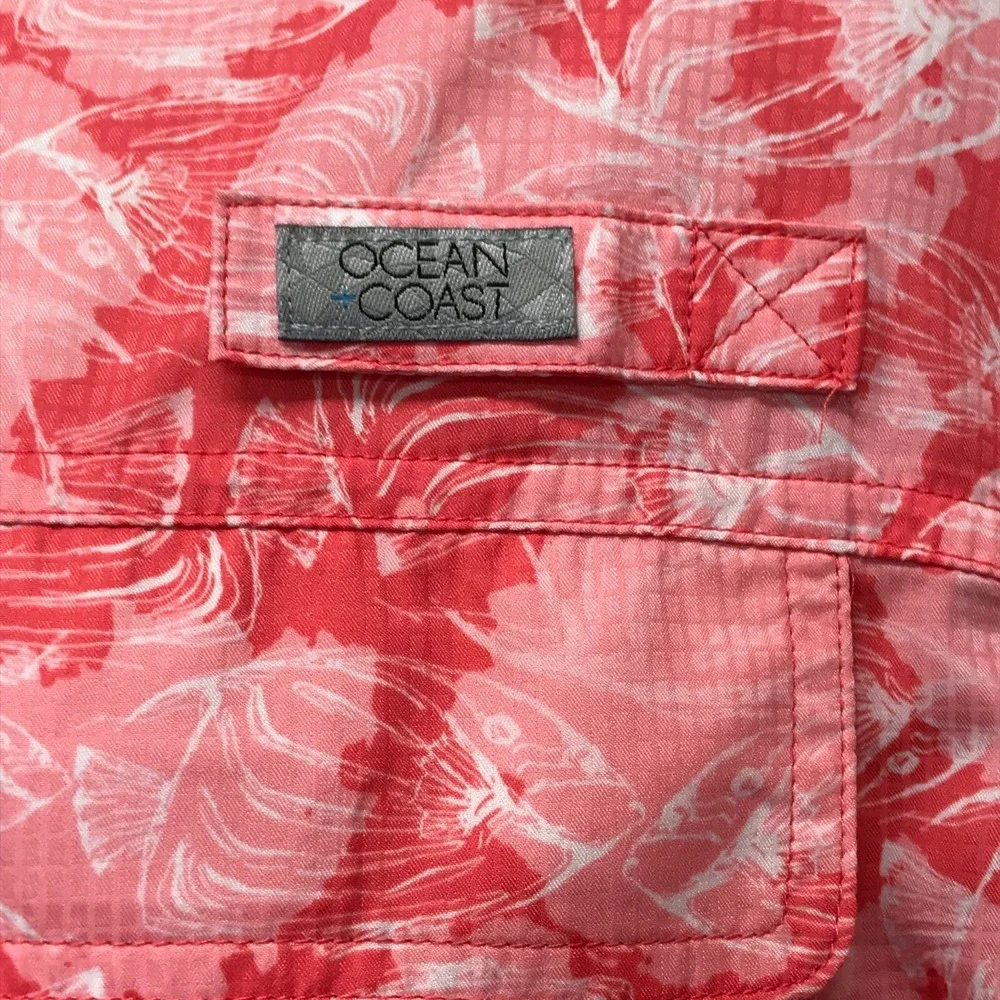 Ocean & Coast Advantage Shirt Mens‎ M Pink All Around Fish Print Fishing Boating