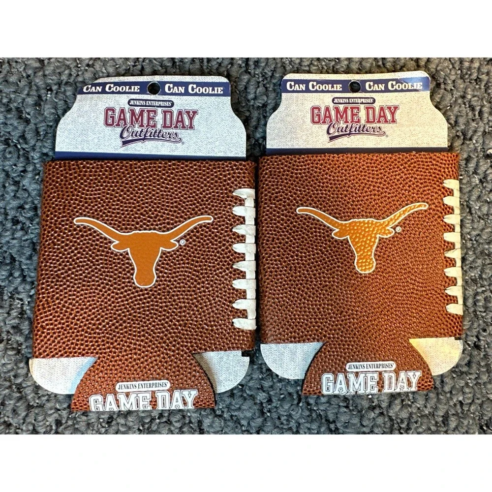 2 UT Texas Longhorns Can Coolie‎ University of Texas Football Material Koozies