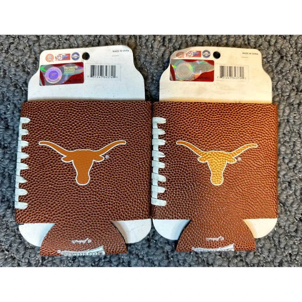 2 UT Texas Longhorns Can Coolie‎ University of Texas Football Material Koozies