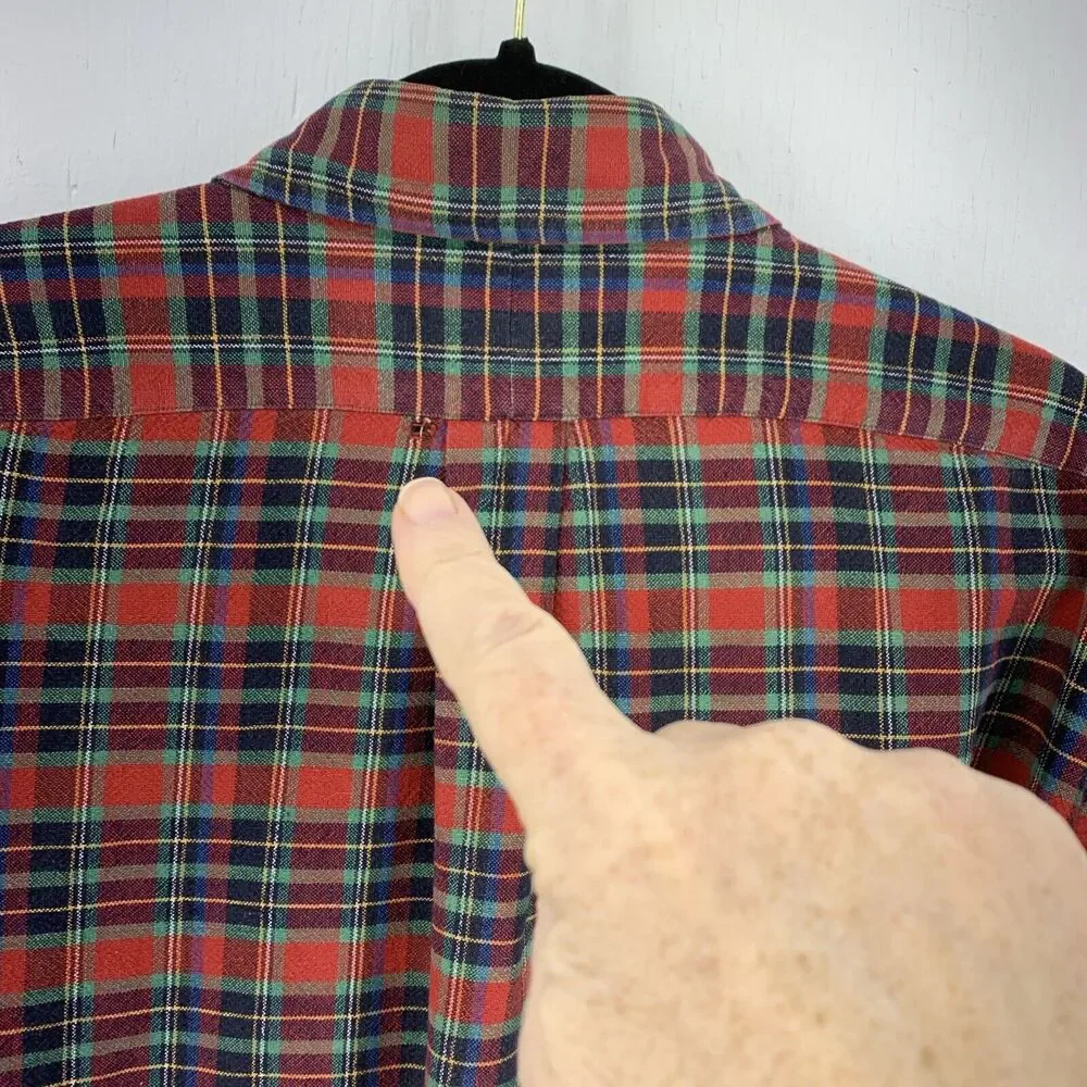 Vtg Ralph Lauren Mens Large Blair Plaid‎ Flannel Button Down Shirt Preppy Casual