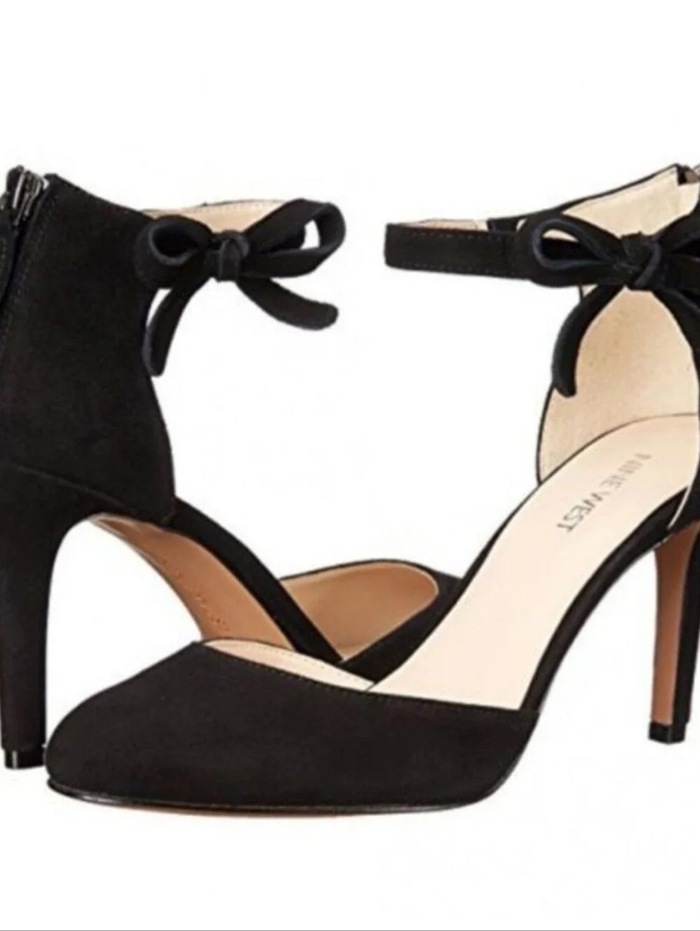 Nine West Black Suede Pointed-Toe Ankle Strap Pumps