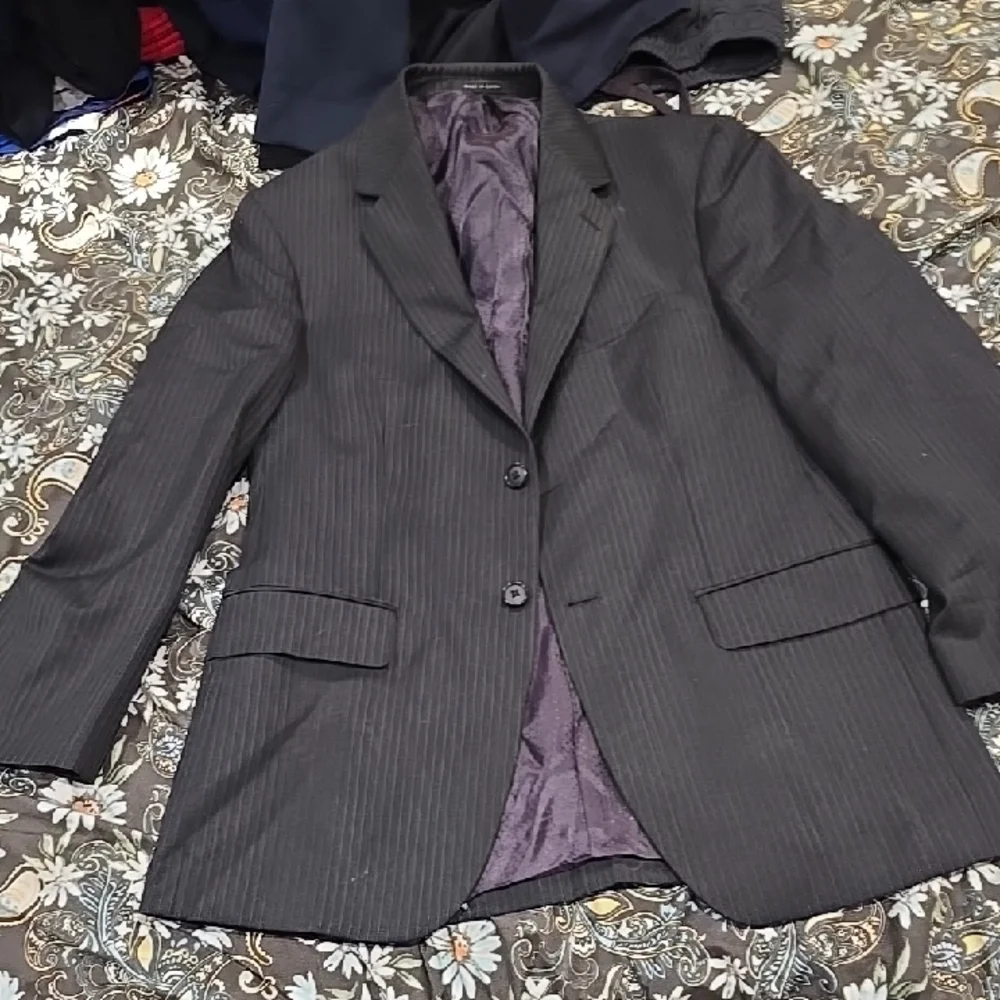 Alfani Black Pinstripe Two-Button Suit Jacket